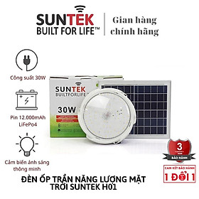 Đèn LED Ốp Trần Mái Hiên Năng Lượng Mặt Trời SUNTEK H01/H02/H05 30W/60W/90W - 3 Chế độ Ánh sáng Trắng/Trắng Vàng/Vàng | Chiếu sáng 20 giờ | Tự động Bật/Tắt | Điều khiển Từ xa - Hàng Chính Hãng