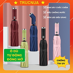 Mua Ô dù che mưa tự động gấp gọn chống tia Uv cao cấp có đèn pin