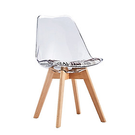Mua Ghế ăn Ghế trang điểm ghế cafe nhựa trong suốt có nệm bọc vải DSW-PC1 chân gỗ tự nhiện đẹp bền tao nhã sang trọng hiện đại