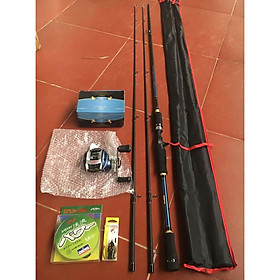 Combo lure bạo lực cần shimano 2 ngọn và máy ngang yumoshi LV201