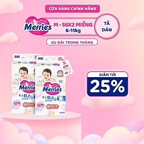 Combo 2 Tã/bỉm dán Merries Đủ Size NB76/S70/M56/L48/XL40