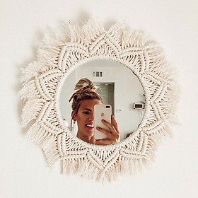 Mua D50cm Gương Bỉ trang trí treo tường khung macrame nghệ thuật