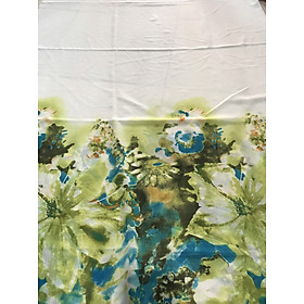 Mua Vải voan chiffon mỏng mềm không co giãn họa tiết hoa màu xanh