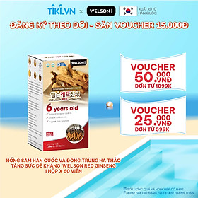 Viên uống Hồng Sâm Hàn Quốc Đông Trùng Hạ Thảo Tăng Đề Kháng Welson Red Ginseng 60 viên​