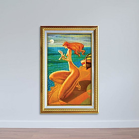 Mua Tranh Trừu Tượng Sơn Dầu Cô Gái Bên Bờ Biển Canvas W1142 (Size