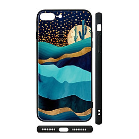 Ốp kính cho iPhone in hình Đêm sa mạc Indigo giả sơn mài - GSM175 (có đủ mã máy)