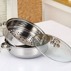 Nồi hấp inox 2 tầng tiện lợi tặng kèm khăn lau bếp