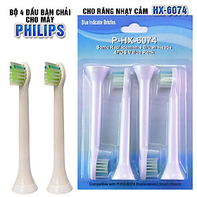 >> BÁO GIÁ MÁY XỊT RĂNG PHILIP | Shopee Lazada Sendo Tiki mới nhất 58 Cho máy Philips Sonicare, Bộ 4 đầu bàn chải đánh răng điện HX-6074, dòng máy HX3, HX6, HX7, HX8, HX9, R, FlexCare +, FlexCare, HealthyWhite, HydroClean, EasyClean, DiamondClean-Cho răng nhạy cảm, mát xa nướu lợi