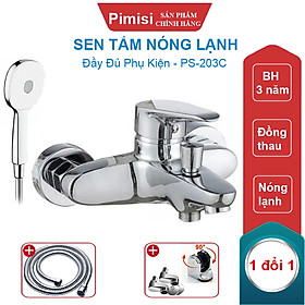 Mua Sen Tắm Nóng Lạnh Pimisi PS-203C Đồng Thau Mạ Crom - Niken Sáng Bóng  Đủ Phụ Kiện Vòi Hoa Sen Tăng Áp Nhẹ - Dây Sen Tắm Inox - Chân Chữ Z - Cài Tay Bát Sen  Điều Chỉnh Nước Bằng Củ Gật Gù Gắn Tường Nhà Tắm | Hàng Chính Hãng