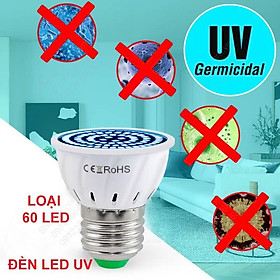 Đèn led UV khử trùng, diệt khuẩn, loại 60 LED hoặc 80 LED tùy chọn, đui E27