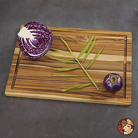 Mua Thớt gỗ Teak Chef Studio cao cấp hình chữ nhật có rãnh  dày 1.4 cm dùng cho cắt thái và trang trí