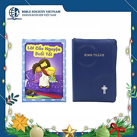 COMBO Sách Thiếu nhi Lời Cầu Nguyện Buổi Tối và Kinh Thánh tiếng Việt, bản Truyền Thống 1925, khổ (cỡ) lớn, bìa dây kéo
