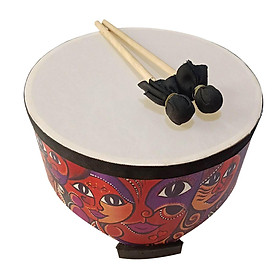 Wooden Ground Drum Educational with 2 Mallets Floor Drum Percussion for Kids