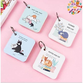 Hình ảnh Flashcard Cute Học Từ Vựng Có Khoen Treo - Flashcard có khoen tròn vuông / chữ nhật in hình cute