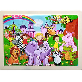 Đồ Chơi Tranh Ghép Xếp Hình Bằng Gỗ 40 Mảnh Ghép Hình Công Chúa, Xe Ô Tô, Các Con Vật Đồ Chơi Gỗ Thông Minh
