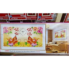Tranh đính đá Đồng hồ Tấn Tài Tấn Lộc LV095-90x50cm