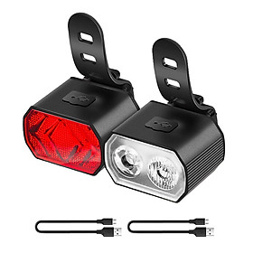 USB Rechargeable Bicycle Front Light and Rear Light Set Bike Warning Red Light Bike Tail Light Bike Front Lamp Waterproof Safety Night Cycling Accessories Kit