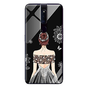 Ốp kính cường lực cho Oppo F11 Pro Cô Gái Váy Xám - Hàng chính hãng
