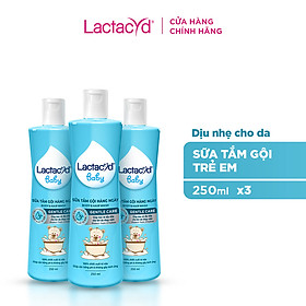 Bộ 3 chai Sữa Tắm Gội Trẻ Em Lactacyd Baby Gentle Care Bảo Vệ Dịu Nhẹ Cho Làn Da Nhạy Cảm 250ml/chai