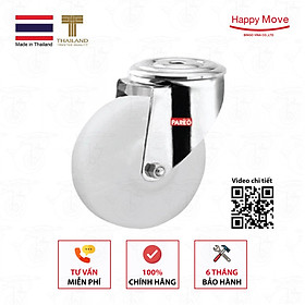 Mua Bánh xe đẩy nylon trắng (PA) nanotech càng lỗ xoay Inox 304 - 80-100-125mm - Happy Move Thái Lan