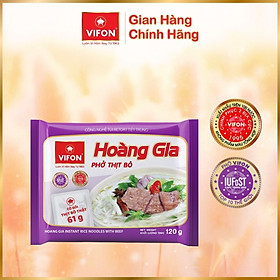 Thùng 18 Phở Thịt Bò HOÀNG GIA VIFON có Gói Thịt Thật (120g / Gói)