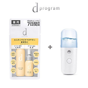 Bộ sản phẩm dùng thử chăm sóc và cải thiện da mụn d program Acne Care Set (Lotion 23ml, Emulsion 11ml) tặng máy xịt khoáng cầm tayml, Emulsion 11ml)