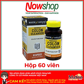 Viên uống hỗ trợ chức năng đại tràng Mason Colon Herbal Cleanser giúp bổ sung chất xơ cải thiện tiêu hóa giảm táo bón Hộp 60 viên