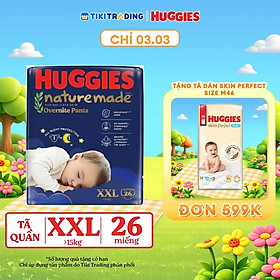 Tã quần Huggies Naturemade ban đêm XXL 26 miếng