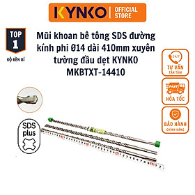 Phi Ø14 dài 410MM mũi khoan bê tông SDS xuyên tường đầu dẹt KYNKO MKBTXT-14410