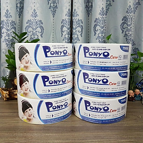 Combo 6 cuộn giấy vệ sinh cuộn lớn Jumbo Ponyo 700g - CARO