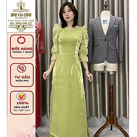 Áo dài dáng xinh_tơ sống xanh lót lụa cao cấp