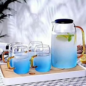 Bộ bình nước trắng xanh cao cấp chịu nhiệt, chống vỡ