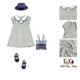 Đầm Hoa Cổ Sen Trắng Nhún 3 Lá K114 - Size