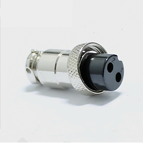 Mua Giắc 2 chân cò máy hàn tig (giắc điều khiển) - Bộ jack GX16-2P vỏ inox (đực+cái