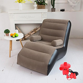 Mua Ghế Hơi Tựa Lưng Ghế Bọc Nhung Cao Cấp Có Thể Nằm Hoặc Ngồi Kèm Bơm Điện