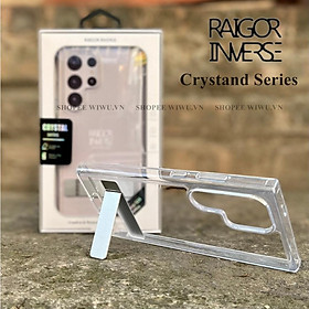 Ốp lưng trong suốt kèm giá đỡ cho SAMSUNG Galaxy S25 Ultra / S24 Ultra chính hãng Raigor Inverse Crystal Case , chống sốc - Hàng chính hãng