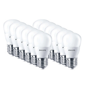 Bộ 12 Bóng Đèn Philips LED Ledbulb 3W 6500K E27 P45 - Ánh Sáng Trắng - Hàng Chính Hãng