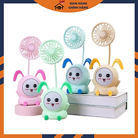 Mua Quạt cầm tay mini tích điện để bàn có đèn đổi màu dễ thương HBH  hàng chính hãng