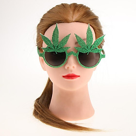 Glitter Green Leaf Sunglasses Eye Glasses Funny Party Accessories Props
