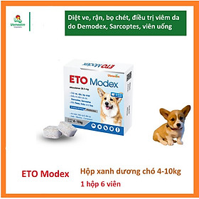 Vemedim ETO Modex viên uống diệt ve, rận, bọ chét, viêm da do Demodex, Sarcoptes cho chó