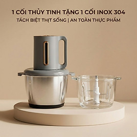 Mua Máy Xay Thực Phẩm Đa Năng Mishio MK444 (2.0L) - Cối Thủy Tinh tặng cối Inox 304 Phân Loại Thực Phẩm Sống Chín - hàng chính hãng