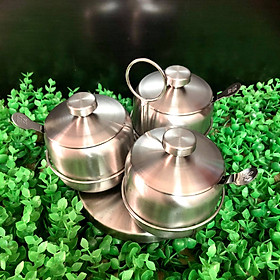 Mua COMBO BỘ 3 Hũ Lọ đựng GIA VỊ INOX SUS 304. Dụng cụ nhà Bếp thiết yếu đựng chứa trữ Đường Muối Bột ngọt. Có nắp đậy bảo vệ AN TOÀN cho gia vị luôn NGON MỚI