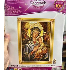 Mua Tranh thêu chữ thập Đức mẹ Maria bồng con lv3514  kích thước 45 x 60 cm