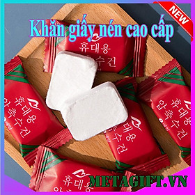 Khăn giấy nén rửa mặt dạng viên kẹo hàn quốc, khăn nén ướt dạng viên