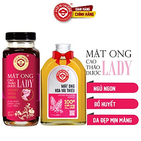 Combo mật ong rừng cao thảo dược Honimore Lady và mật ong rừng nguyên chất 670g - giúp ngủ ngon, chăm sóc sức khỏe phụ nữ