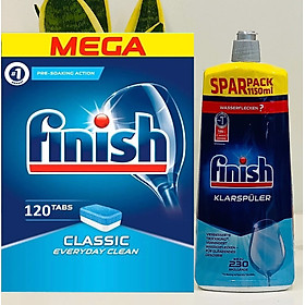 Viên rửa bát Finish 120 viên1150ml Nước bóng Finish dùng cho Máy rửa bát