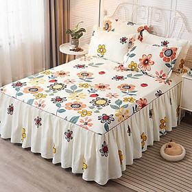 Bộ Ga Giường Váy Thun Cotton Trang Bị Tấm Nệm Lót Tấm Bảo Vệ Bộ Chăn Gối Bọc Hoa Bedsheet Nhà Dệt May Drap Giường - 1pc sheet 120x200cm