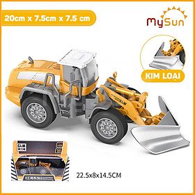 Xe tải, ô tô máy ủi, xúc múc đất, trộn bê tông, cần cẩu nâng, xe ủi đồ chơi công trình bằng kim loại cho trẻ em bé