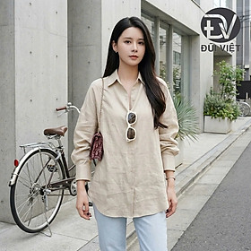 Áo sơ mi dáng đuôi tôm thời trang nữ hàng thiết kế cao cấp vải sợi Lnen tự nhiên 100% sm21