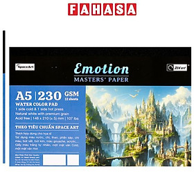 Vở Vẽ Màu Nước Dán Gáy Emotion A5 - 24 Trang - 230gsm - Acmeliae 8448